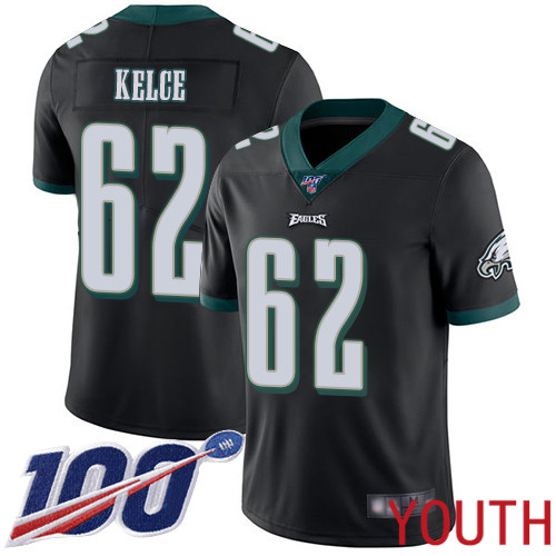Youth Philadelphia Eagles 62 Jason Kelce Black Alternate Vapor Untouchable NFL Jersey Limited Player Season